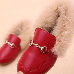 Warm PU Leather and Cashmere Casual Shoes for Girls