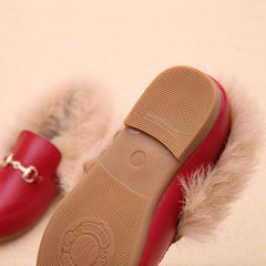 Warm PU Leather and Cashmere Casual Shoes for Girls