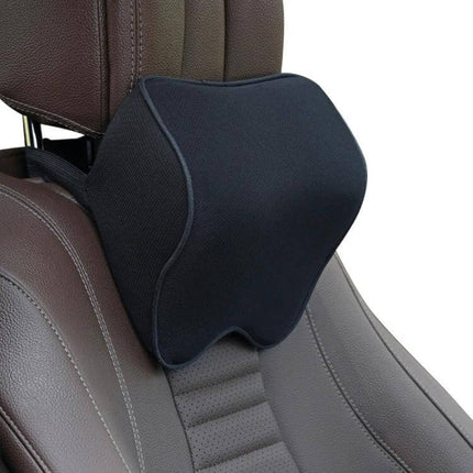 Memory Foam Car Neck Pillow For Long Drives Universal Fit black ergonomic support attached to car seat headrest