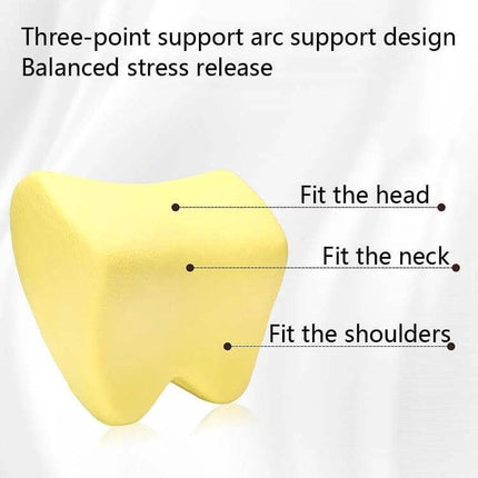 Memory Foam Car Neck Pillow For Long Drives Universal Fit - yellow three-point ergonomic support cushion fits head neck and shoulders for long drives