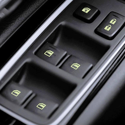 Luminous Car Window Switch Sticker for Nighttime Use – glowing paper stickers on car window control panel for easy night visibility