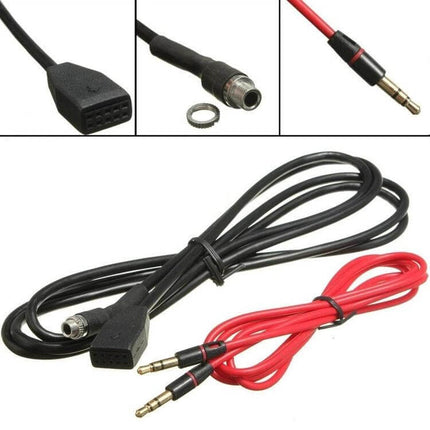 Aux Audio Cable For BMW, 1.5m Length, Everyday In-Car Use – 1.5m black ABS cable with USB PC interface and red 3.5mm aux leads for BMW E46 car stereo