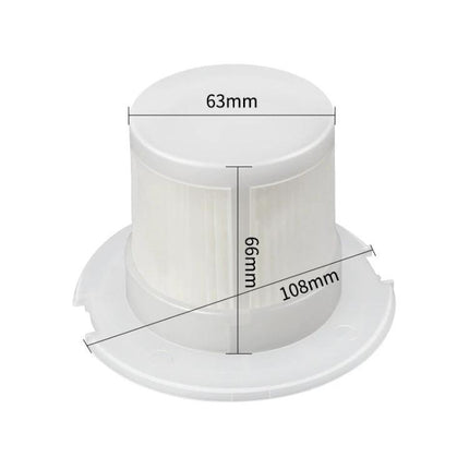 Filter for Wireless Vacuum Cleaners Used in Small Home Areas white cylindrical replacement filter with dimensions 63mm 66mm 108mm