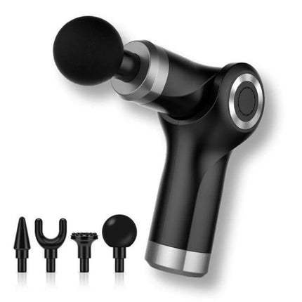 Fascia Gun Pocket Massage Folding 20 Speed For Relaxed Muscles - compact black massage gun with 4 heads for shoulders back arms legs