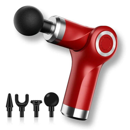 Fascia Gun Pocket Massage Folding 20 Speed For Relaxed Muscles - compact red massage gun with 4 heads, folding pocket design, 20 speeds up to 3200 rpm