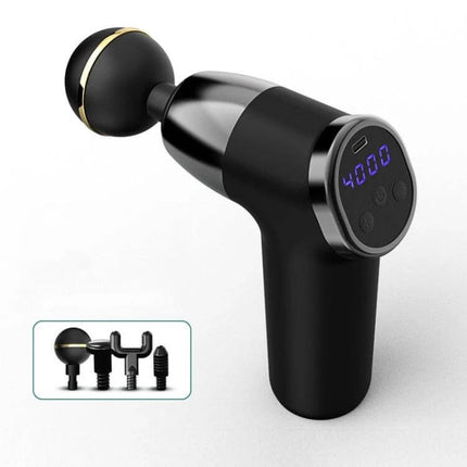 Fascia Gun Pocket Massage Folding 20 Speed For Relaxed Muscles - compact black massage gun with 4 heads, digital display, folding travel design