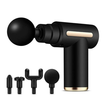 Fascia Gun Pocket Massage Folding 20 Speed For Relaxed Muscles compact black massage gun with four attachment heads and folding design