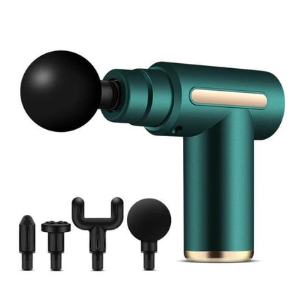 Fascia Gun Pocket Massage Folding 20 Speed For Relaxed Muscles - compact green folding percussion massager with 4 heads