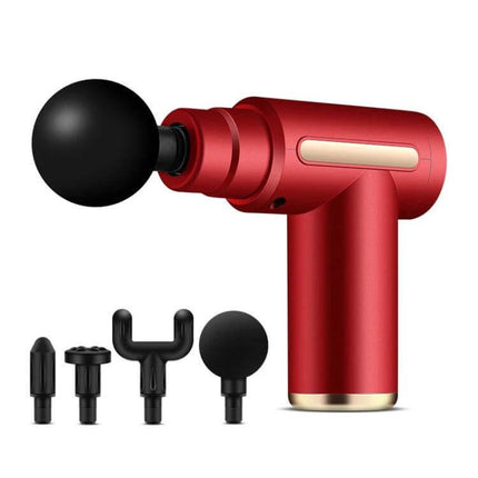 Fascia Gun Pocket Massage Folding 20 Speed For Relaxed Muscles red handheld massage gun with four interchangeable heads, compact folding design