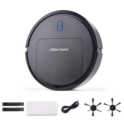 Jallen Gabor Automatic Toy Sweeping Robot for Home Cleaning - black toy vacuum with spare brushes and accessories, quiet 50dB pretend play