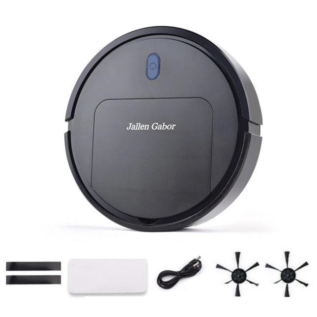 Jallen Gabor Automatic Toy Sweeping Robot for Home Cleaning - black toy vacuum with spare brushes and accessories, quiet 50dB pretend play