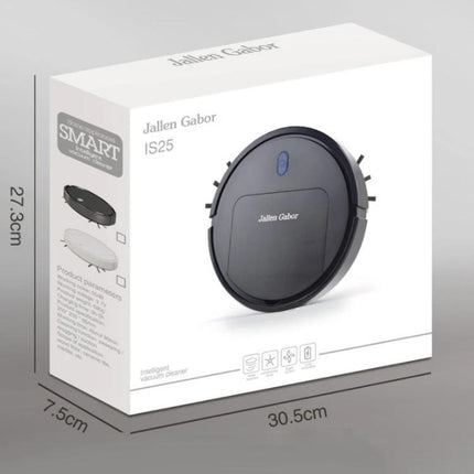 Jallen Gabor Automatic Toy Sweeping Robot for Home Cleaning toy vacuum packaging showing black simulated robot on box