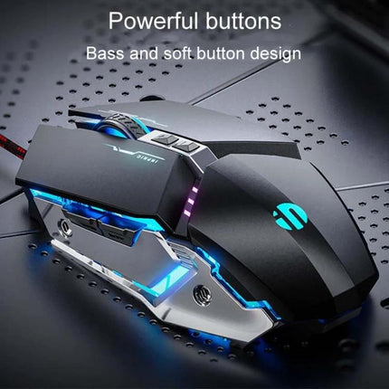 Inphic Programmable Gaming Mouse with Six Custom Keys for Everyday Use - ergonomic black RGB gaming mouse with six programmable buttons
