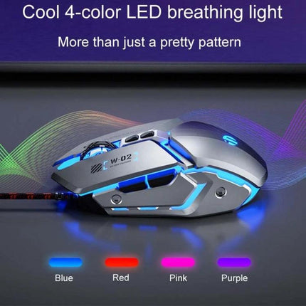 Inphic Programmable Gaming Mouse with Six Custom Keys for Everyday Use showing RGB LED breathing lights and ergonomic design