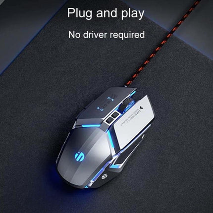 Inphic Programmable Gaming Mouse with Six Custom Keys for Everyday Use - wired ergonomic RGB mouse with braided cable and plug-and-play design