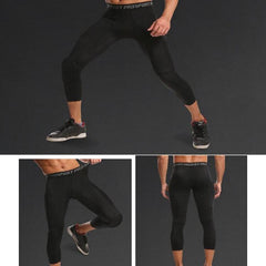 Pantalon de survêtement en lycra à haute élasticité en nid d'abeille pour homme, pantalon de basket-ball, fitness, sept dixièmes