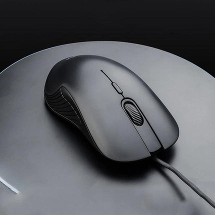 Inphic Wired Mouse with Quiet Mute Buttons for Office Use - sleek black wired ergonomic mouse with silent click buttons and textured side grip