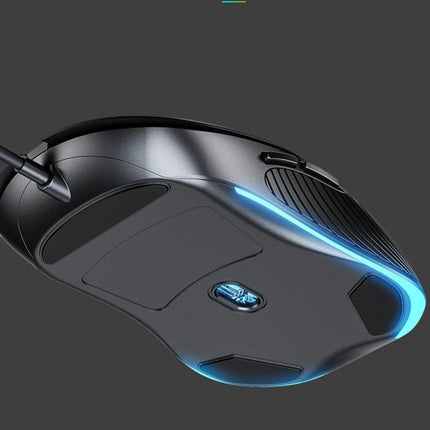 Inphic Wired Mouse with Quiet Mute Buttons for Office Use - sleek black wired office mouse with silent click and blue LED accents