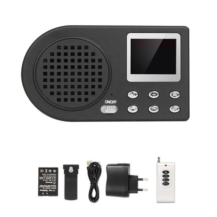 Outdoor Electronic Bird Caller with Wireless Remote Control - ABS durable unit with LCD screen, speaker and remote for bird watching and wildlife photography