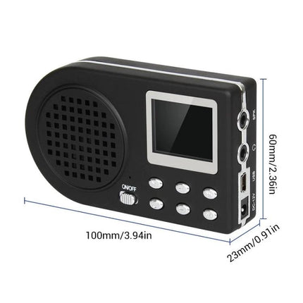 Outdoor Electronic Bird Caller with Wireless Remote Control black ABS unit with speaker, LCD, and control buttons for field use