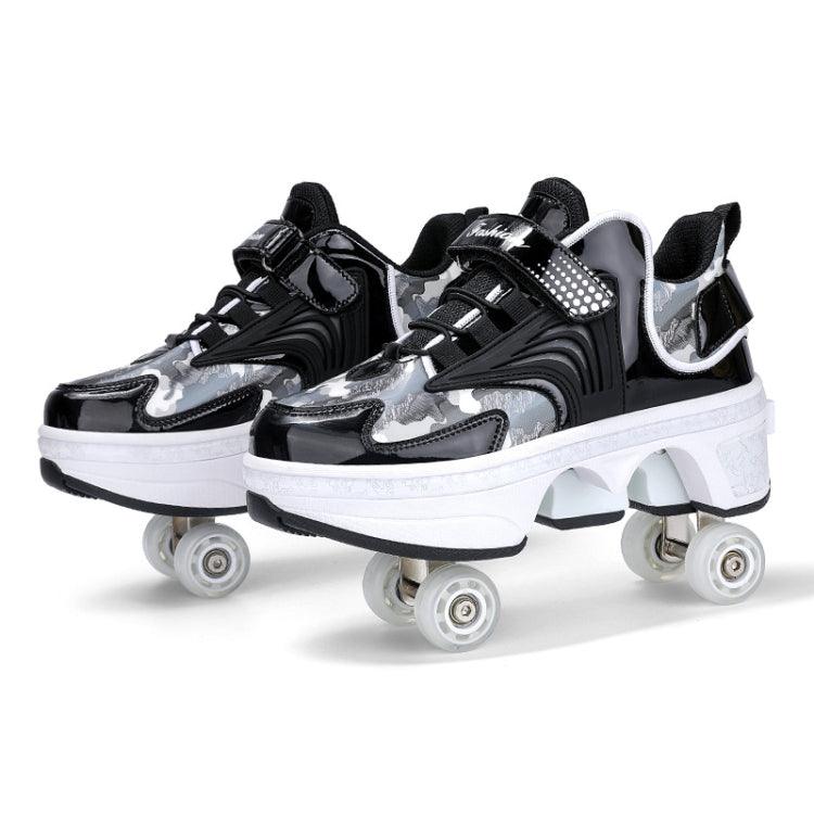 Retractable Roller Skates Sneakers for Kids with Four-Wheel Design