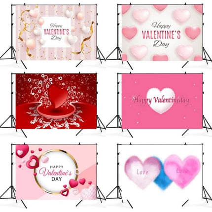 Valentine's Day Themed Photography Background Cloth, 2.1m x 1.5m - set of six pink and red Valentine backdrop designs for parties and photo sessions