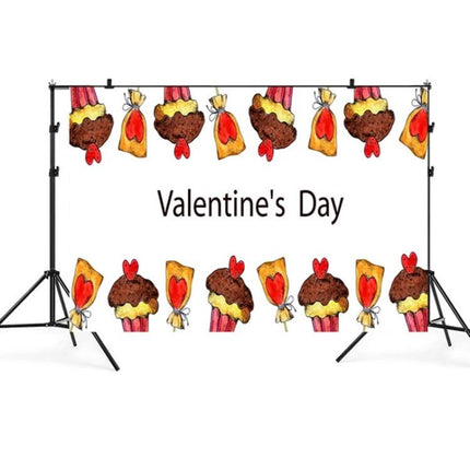 Valentine's Day Themed Photography Background Cloth, 2.1m x 1.5m white backdrop with cupakes and hearts for party and wedding photos