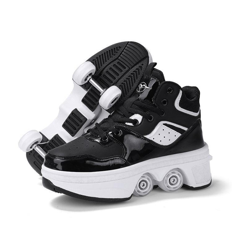 Retractable Roller Skate Sneakers with Four-Wheel Design