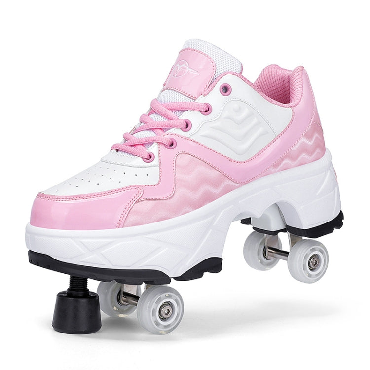 DF08 Dual-Purpose Walking Shoes Four-Wheel Shrinkable Brake Roller Skates, 41, 42, 43