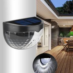 2 piezas de luz LED solar de pared para exteriores, luz semicircular para jardín y césped