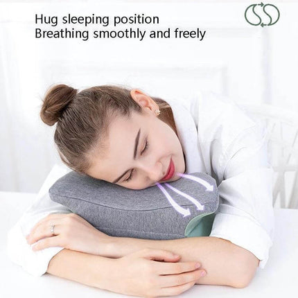 Nap Pillow With Memory Foam For Office Travel All Seasons - Ergonomic hug sleeping position on desk with slow rebound memory foam for neck and lumbar support