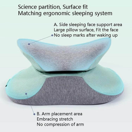 Nap Pillow With Memory Foam For Office Travel All Seasons ergonomic side-sleep face support with arm placement and breathable slow-rebound memory foam