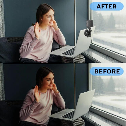 Light for Everyday Video Calls and Home Office Use LED light improving facial visibility for video calls and brightening desk workspace