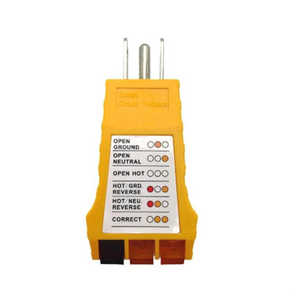 Portable US Plug Socket Tester for Electrical Safety Checks - yellow 3-prong outlet wiring fault indicator for home and office