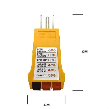Portable US Plug Socket Tester for Electrical Safety Checks - compact yellow 3-prong outlet wiring fault indicator