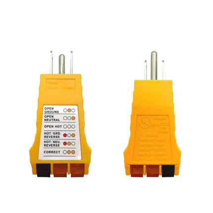 Portable US Plug Socket Tester for Electrical Safety Checks - yellow 3-prong outlet wiring fault indicator for home and office