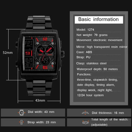 SKMEI Men's Multifunctional Electronic Sports Watch for Daily Use