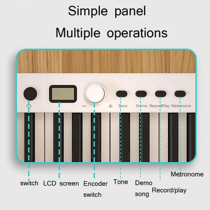 Wersi Electronic Piano for Daily Music Practice at Home compact keyboard panel with LCD screen, encoder, tone, demo, record/play and metronome controls