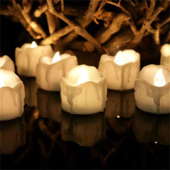 12 piezas/caja de velas LED electrónicas de cera de té con simulación de lágrimas, velas electrónicas para decoración de bodas