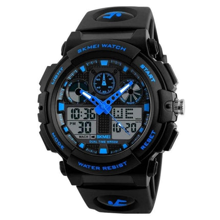 SKMEI Men's Waterproof Digital Watch for Outdoor Sports - black blue analog-digital sport watch, 30m water resistant for swimming and hiking