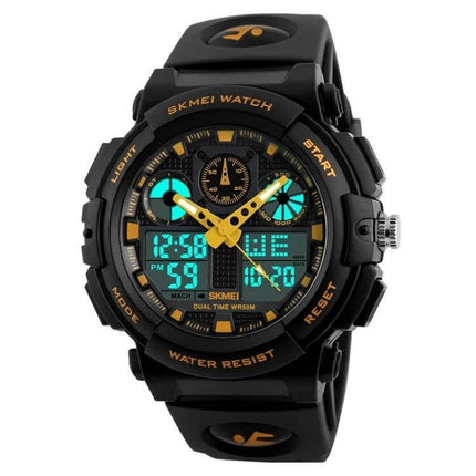 SKMEI Men's Waterproof Digital Watch for Outdoor Sports - black dual analog-digital timepiece, waterproof to 30m, alarm and stopwatch for hiking and swimming