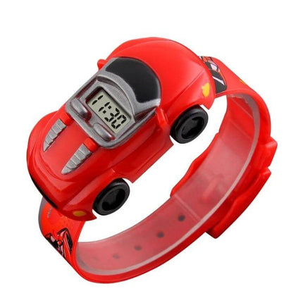 SKMEI Digital Watch with Cute Cartoon Car Design for Children - red kids digital car watch displaying time