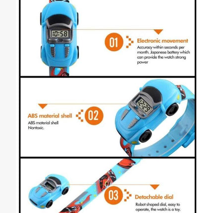 SKMEI Digital Watch with Cute Cartoon Car Design for Children blue car-shaped kids digital watch with detachable dial and patterned strap