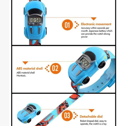 SKMEI Digital Watch with Cute Cartoon Car Design for Children