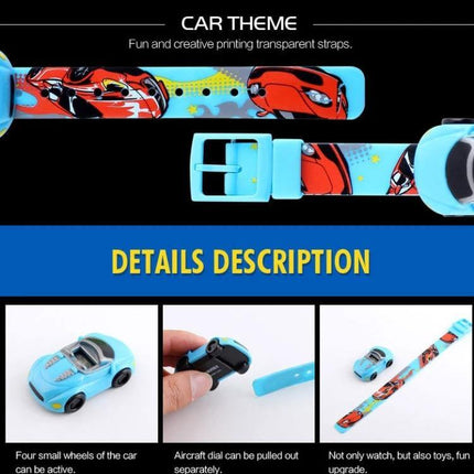 SKMEI Digital Watch with Cute Cartoon Car Design for Children - blue kids digital watch with cartoon car strap and removable car toy dial