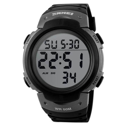 SKMEI Men's Waterproof Digital Watch for Everyday Outdoor Use - black digital sports watch with large display, 50M water resistance, durable plastic strap