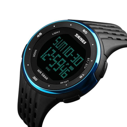 SKMEI Men's Multi-Function Electronic Watch for Outdoor Activities digital black-blue sports watch with stopwatch and dual time display