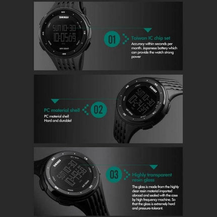 SKMEI Men's Multi-Function Electronic Watch for Outdoor Activities digital display durable outdoor sports watch with stopwatch and dual time zones