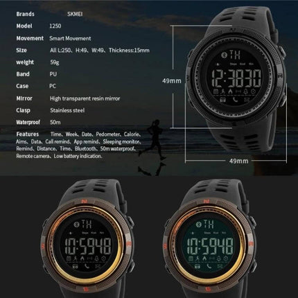 SKMEI Men's Multi-Function Electronic Watch for Outdoor Activities digital display durable outdoor smartwatch with stopwatch dual time zones