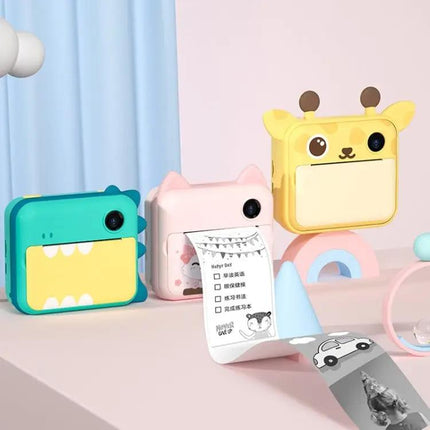 Kids Instant Dual Lens Mini Camera With Green Dinosaur